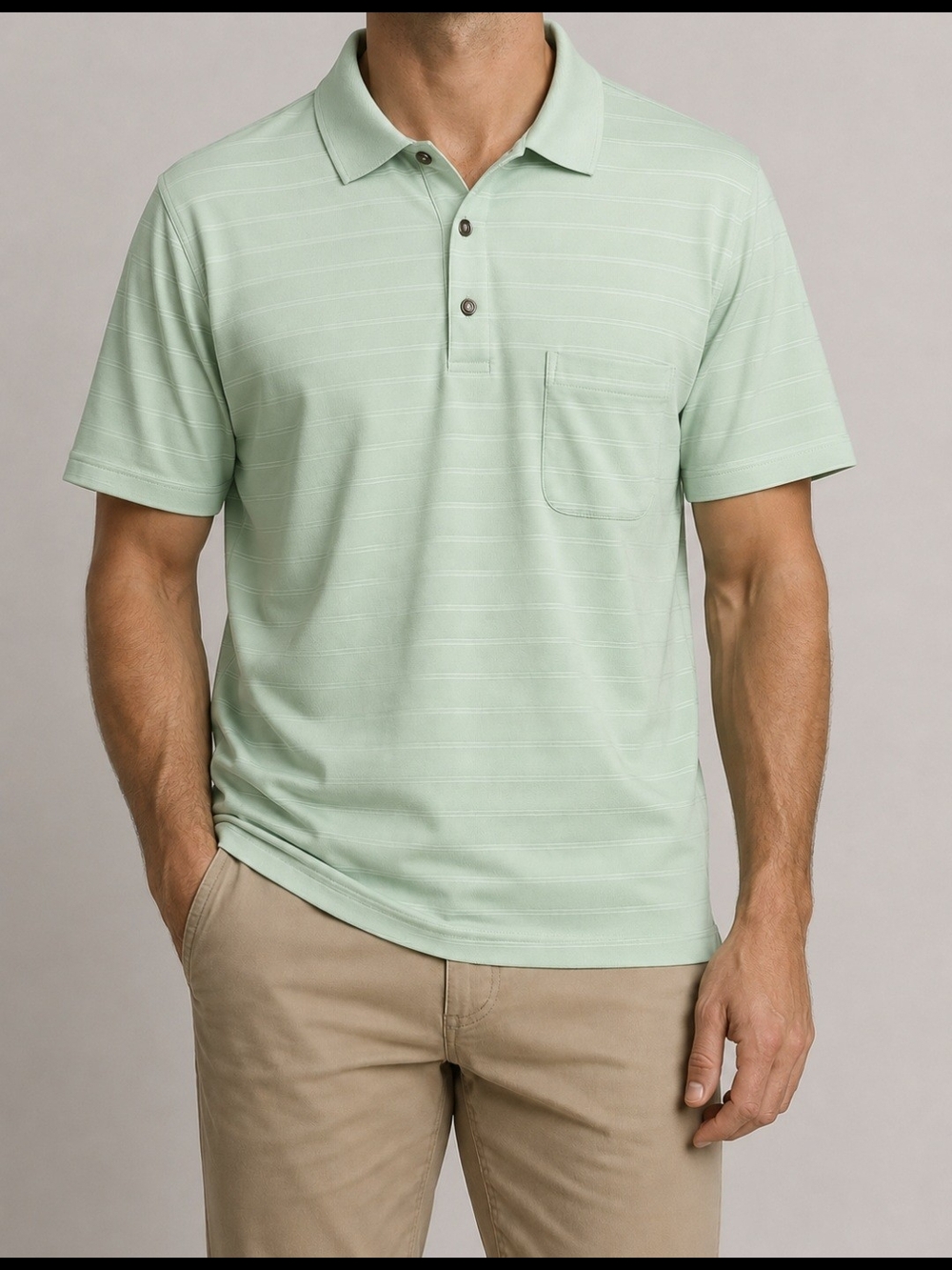 Men's Green Stripe Grand Slam Polo Shirt XL